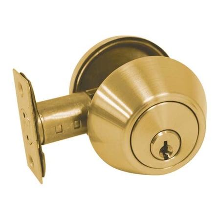 Tell Single Cylinder Grade 3 Deadbolt, WR, KA4, Bright Brass DB3060-WR-US3